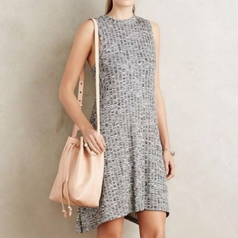 Anthropologie MaEve Emerson Stretchy Knit Sleeveless Swing Dress Black Small